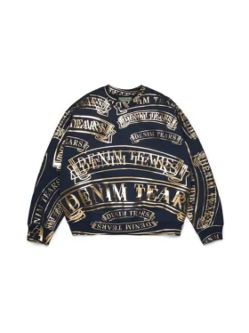 ADG Rundhals-Pullover mit Banner-Print, marineblau