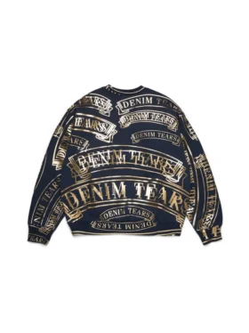 ADG Rundhals-Pullover mit Banner-Print, marineblau