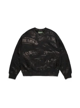 ADG Rundhals-Pullover mit Banner-Print, schwarz