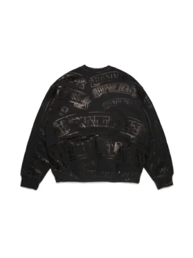 ADG Rundhals-Pullover mit Banner-Print, schwarz