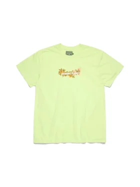 Baumwoll-Hoodie mit Blumenlogo, Limette