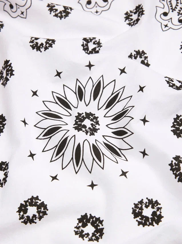 Baumwoll-Paisley-Bandana „Cotton Wreath“, weiß
