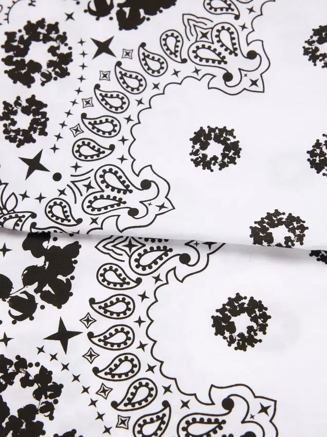 Baumwoll-Paisley-Bandana „Cotton Wreath“, weiß