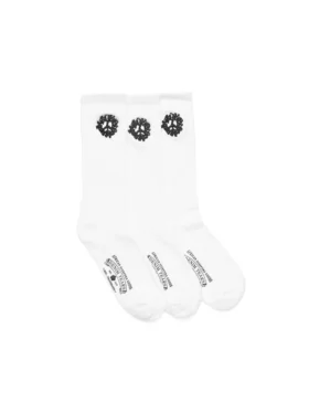 Baumwoll-Socken „Peace Wreath“ im 3er-Pack, Weiß