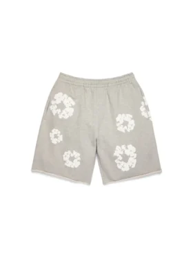 Baumwoll-Sweatshorts mit „Cotton Wreath“-Motiv, grau