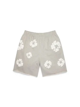Baumwoll-Sweatshorts mit „Cotton Wreath“-Motiv, grau