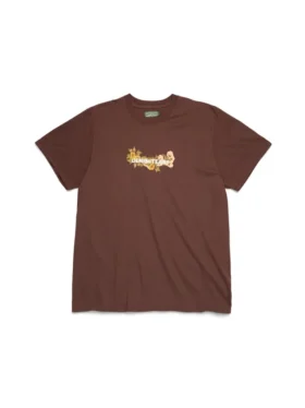 Baumwoll-T-Shirt mit Blumenlogo, braun