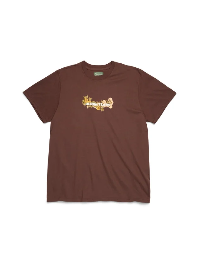 Baumwoll-T-Shirt mit Blumenlogo, braun