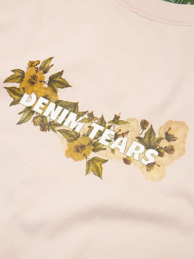 Baumwoll-T-Shirt mit Blumenlogo, hellbraun