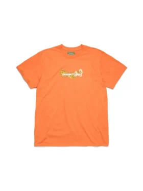 Baumwoll-T-Shirt mit Blumenlogo, orange