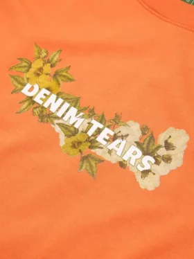 Baumwoll-T-Shirt mit Blumenlogo, orange