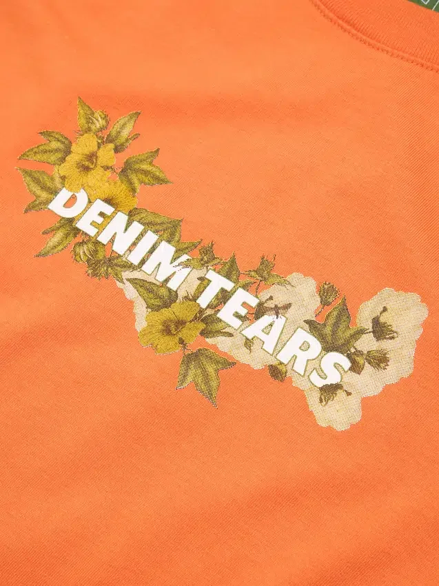 Baumwoll-T-Shirt mit Blumenlogo, orange