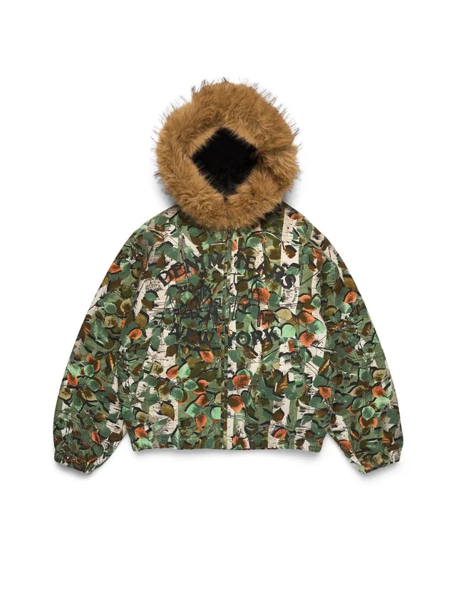 Birch Camo-Arbeitsjacke mit Kapuze, grün, Camo