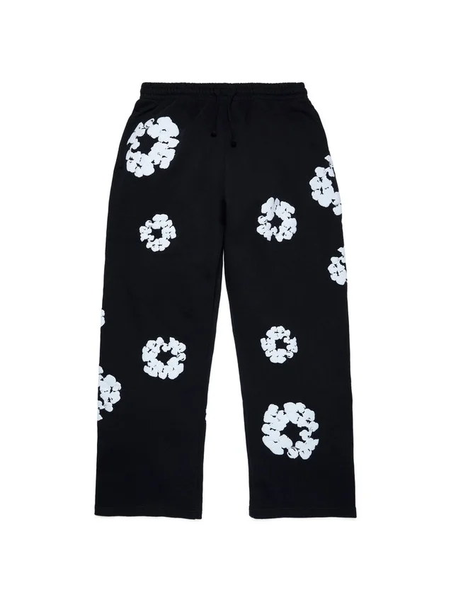 „Cotton Wreath“ Baggy-Jogginghose, schwarz