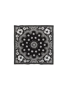 Cotton Wreath-Bandana mit Paisley-Muster und Kranzmotiv, schwarz