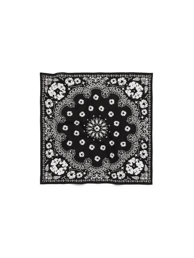 Cotton Wreath-Bandana mit Paisley-Muster und Kranzmotiv, schwarz