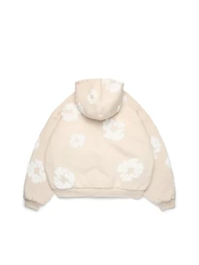 Cotton Wreath Cardigan Hoodie in Oatmeal