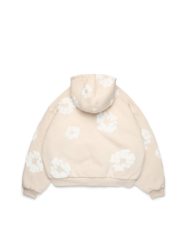 Cotton Wreath Cardigan Hoodie in Oatmeal