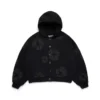 Cotton Wreath Cardigan Hoodie Schwarz