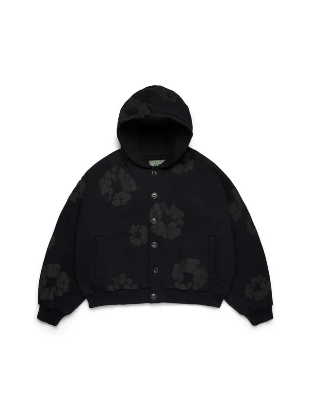Cotton Wreath Cardigan Hoodie Schwarz