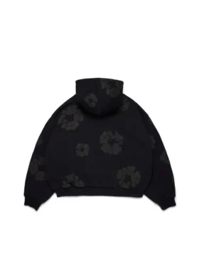 Cotton Wreath Cardigan Hoodie Schwarz