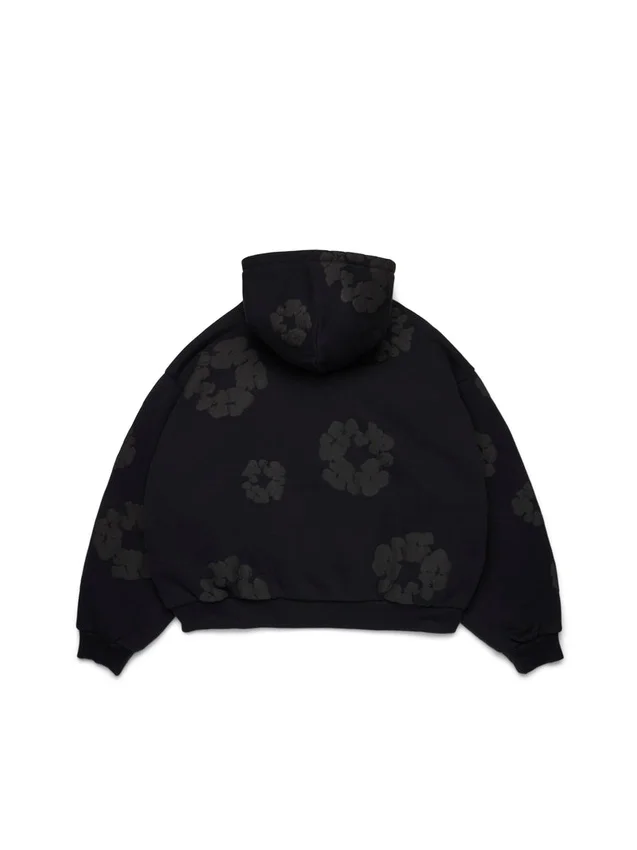 Cotton Wreath Cardigan Hoodie Schwarz