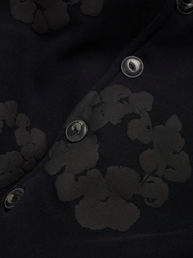 Cotton Wreath Cardigan Hoodie Schwarz
