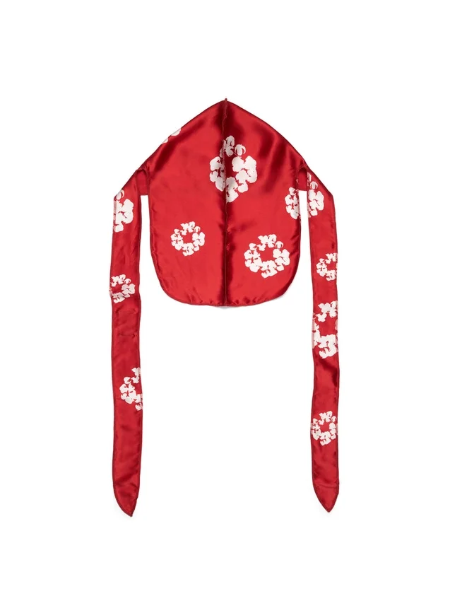 Cotton Wreath-Durag mit Kranzmotiv, rot