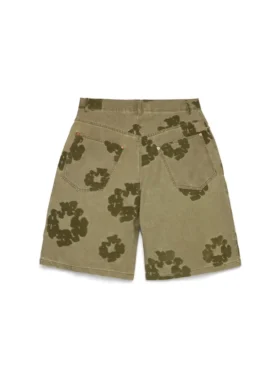 Cotton Wreath Flocked Shorts, Khaki