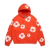 Cotton Wreath Hoodie mit Kranz-Print und Reißverschluss, dunkelorange