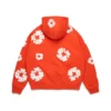 Cotton Wreath Hoodie mit Kranz-Print und Reißverschluss, dunkelorange