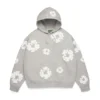 Cotton Wreath Hoodie mit Kranzmotiv, grau