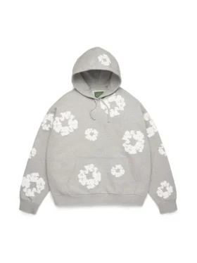 Cotton Wreath Hoodie mit Kranzmotiv, grau