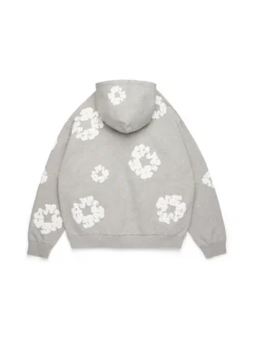 Cotton Wreath Hoodie mit Kranzmotiv, grau