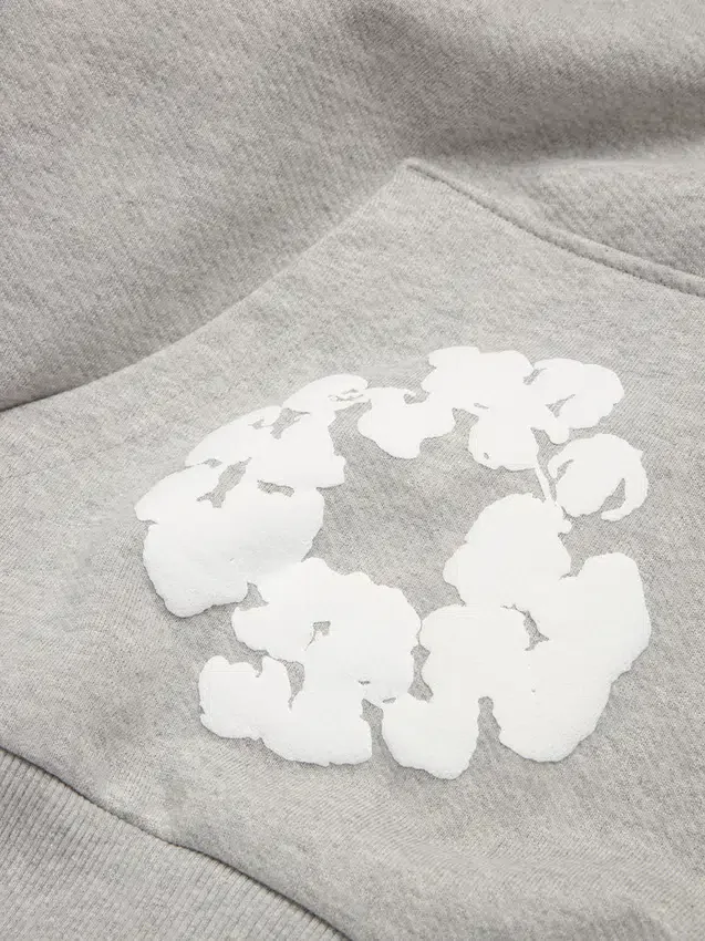 Cotton Wreath Hoodie mit Kranzmotiv, grau