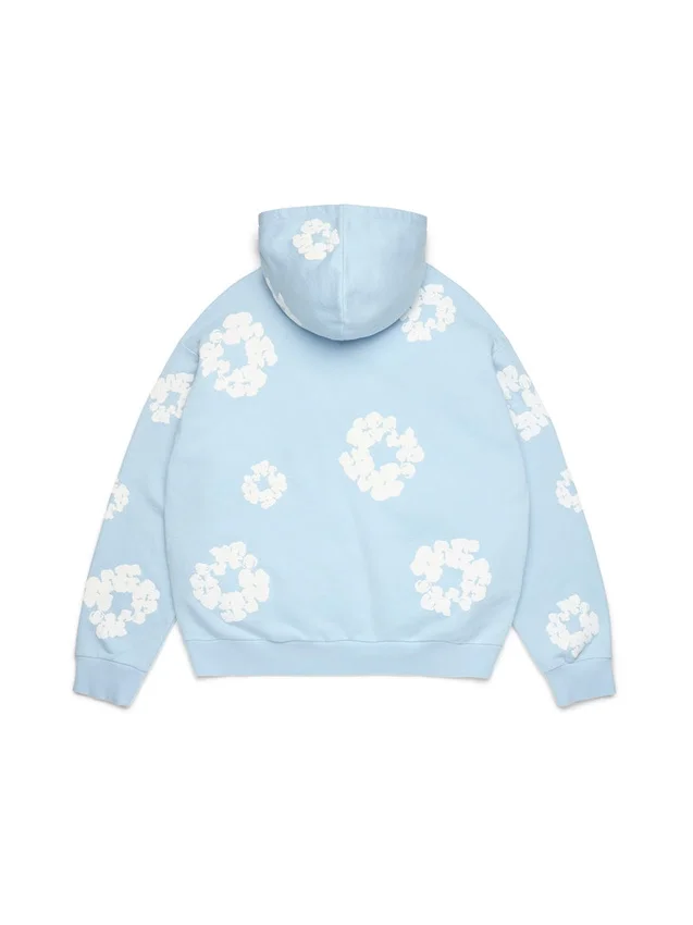 Cotton Wreath Hoodie mit Kranzmotiv in Puderblau