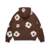 „Cotton Wreath Hoodie“ mit Reißverschluss, dunkelbraun