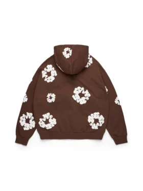 „Cotton Wreath Hoodie“ mit Reißverschluss, dunkelbraun