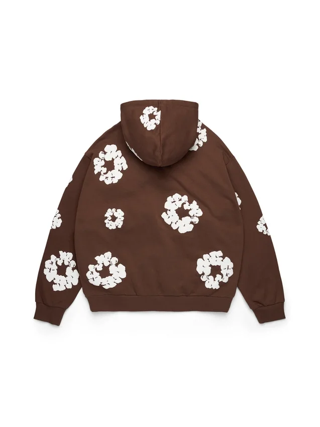 „Cotton Wreath Hoodie“ mit Reißverschluss, dunkelbraun