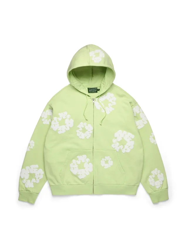 Cotton Wreath Hoodie mit Reißverschluss, mint