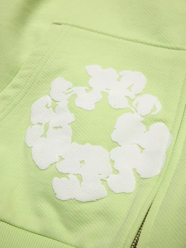Cotton Wreath Hoodie mit Reißverschluss, mint