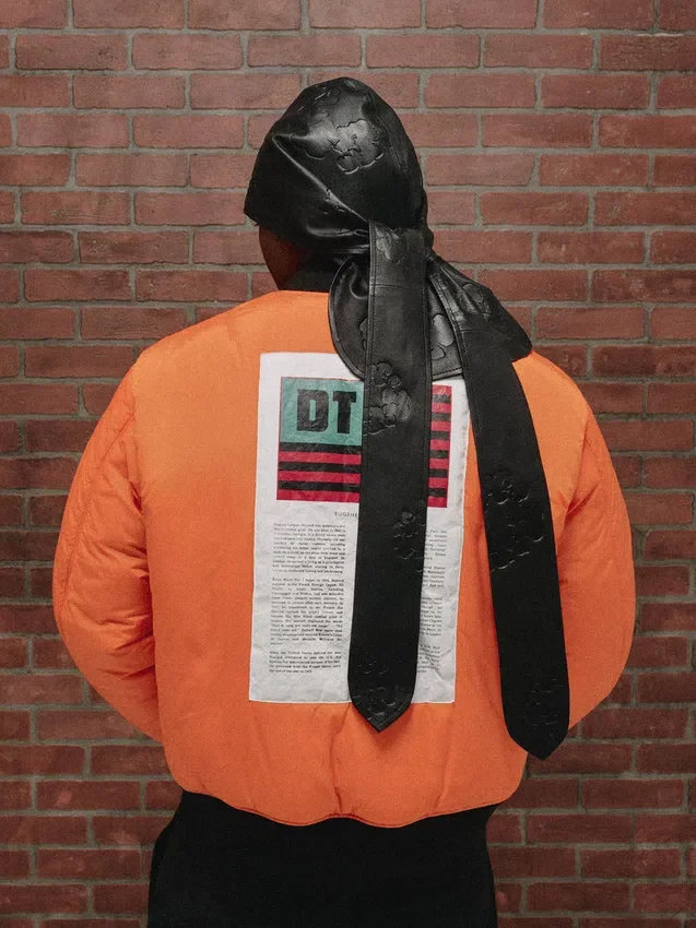 „Cotton Wreath“-Leder-Durag, schwarz