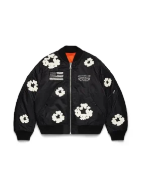 Cotton Wreath-MA-1-Bomberjacke mit Kranzmotiv, schwarz