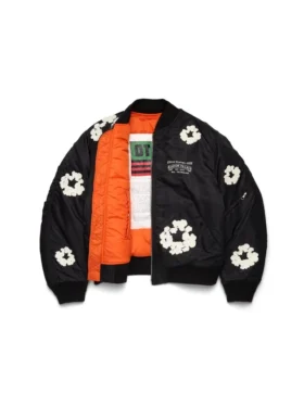 Cotton Wreath-MA-1-Bomberjacke mit Kranzmotiv, schwarz