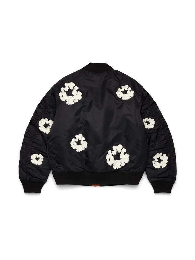 Cotton Wreath-MA-1-Bomberjacke mit Kranzmotiv, schwarz