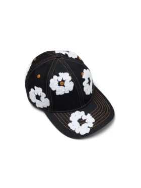 Cotton Wreath Raw Denim Cap, Washed Indigo