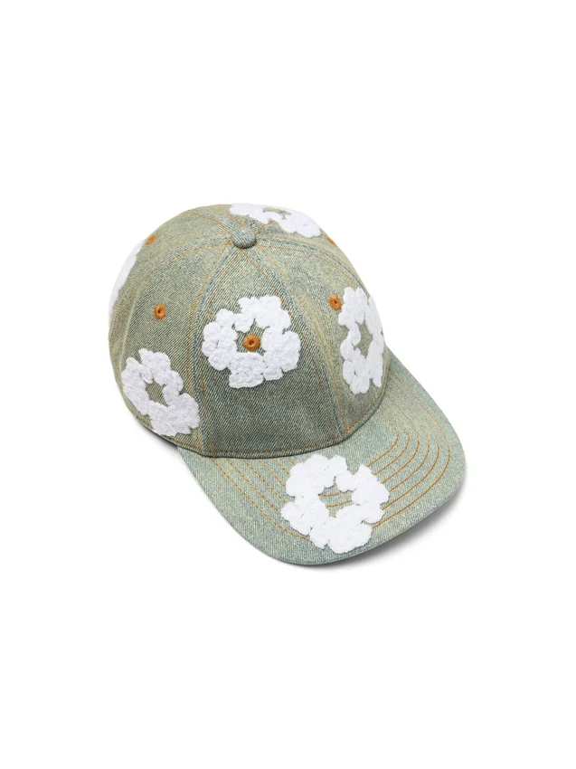 „Cotton Wreath“ Raw-Denim-Kappe „Dirty Wash“