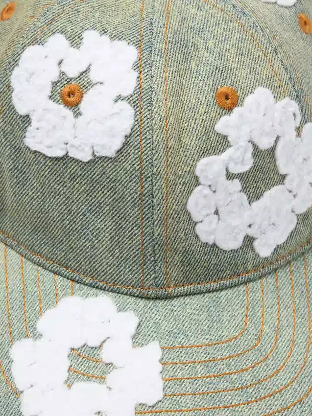 „Cotton Wreath“ Raw-Denim-Kappe „Dirty Wash“