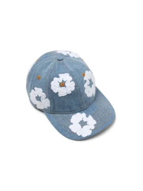 Cotton Wreath-Raw-Denim-Kappe, helle Waschung