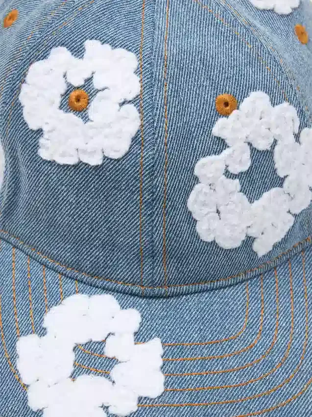 Cotton Wreath-Raw-Denim-Kappe, helle Waschung